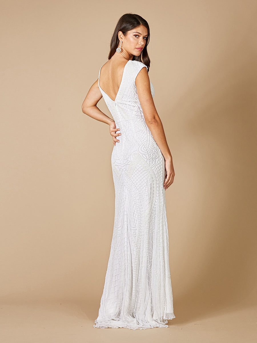 Lara Gwen Beaded Short Sleeve Wedding Dress