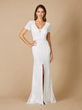 Lara Gabriella Beaded Plunge Wedding Dress