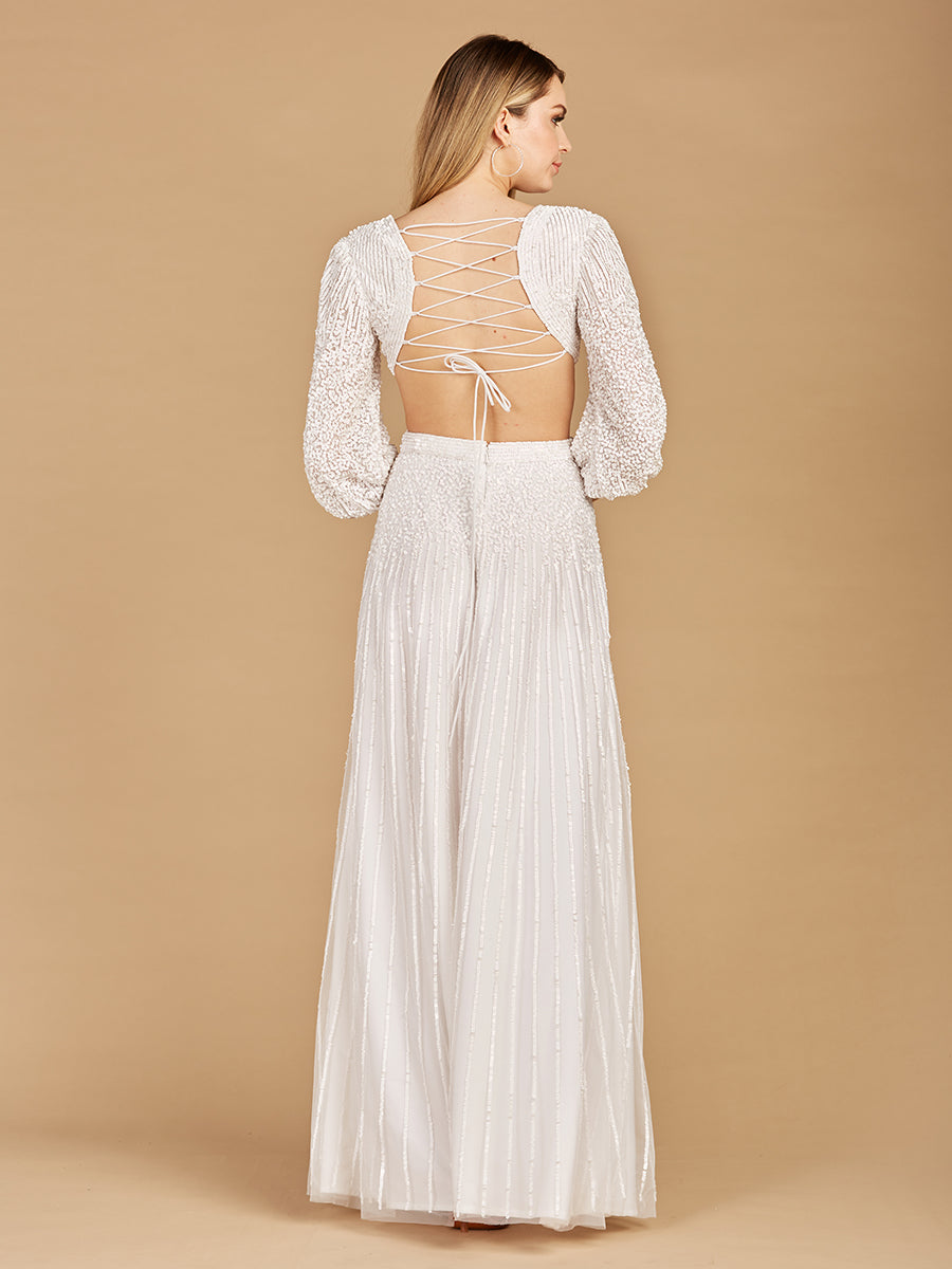 Long Sleeve Cut Out Wedding Dress