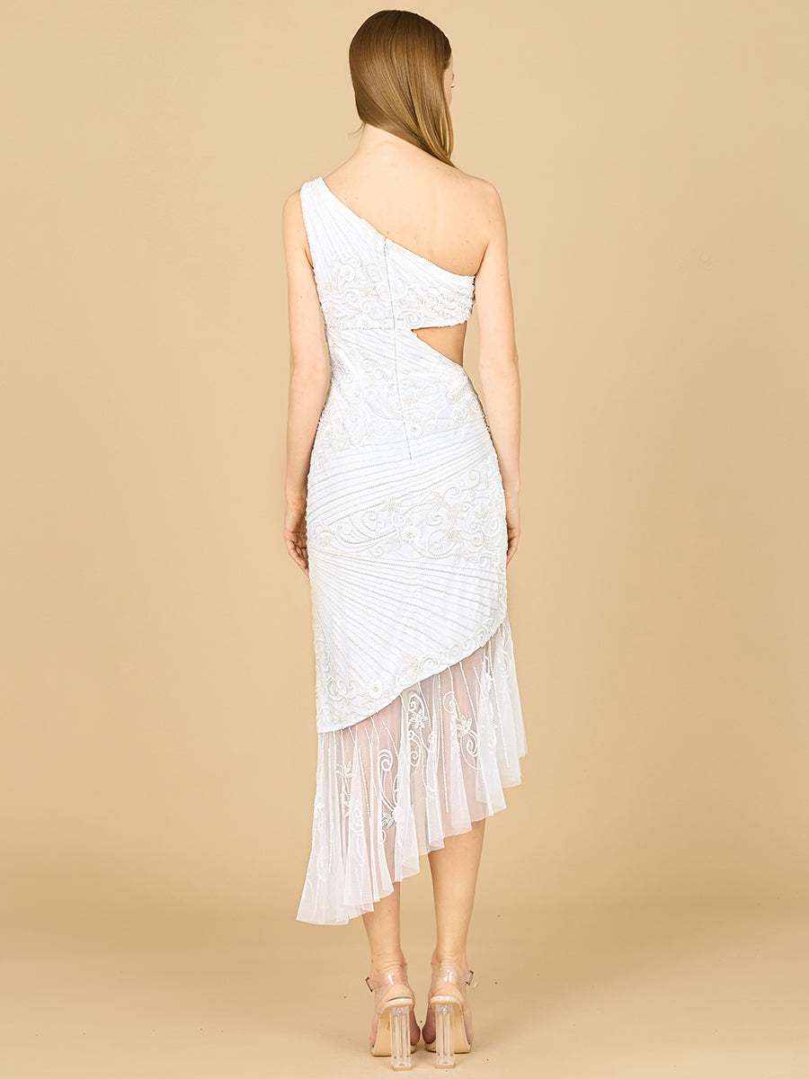 One Shoulder High-Low Beaded Gown | 51181