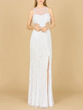 Beaded Cutout Bridal Gown with Fringe