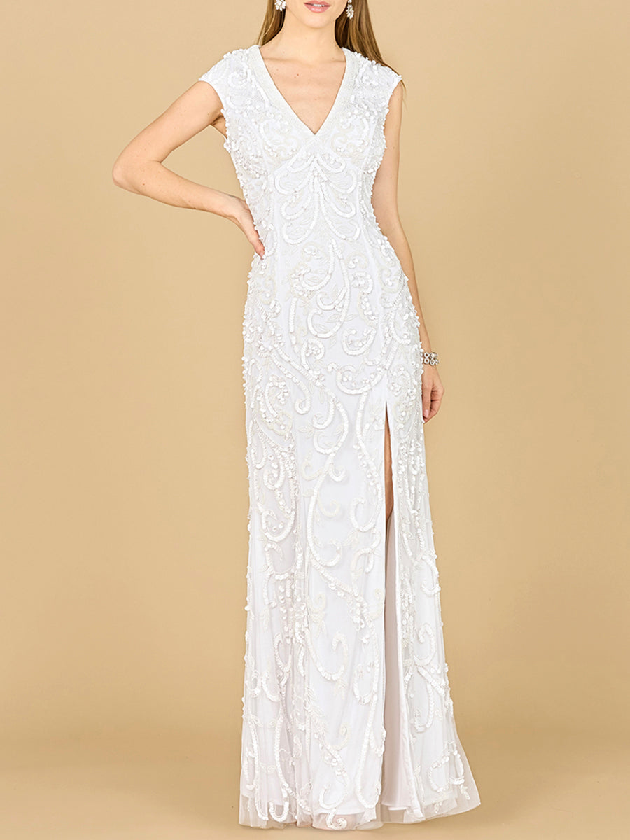 Beaded Cap Sleeve Wedding Dress