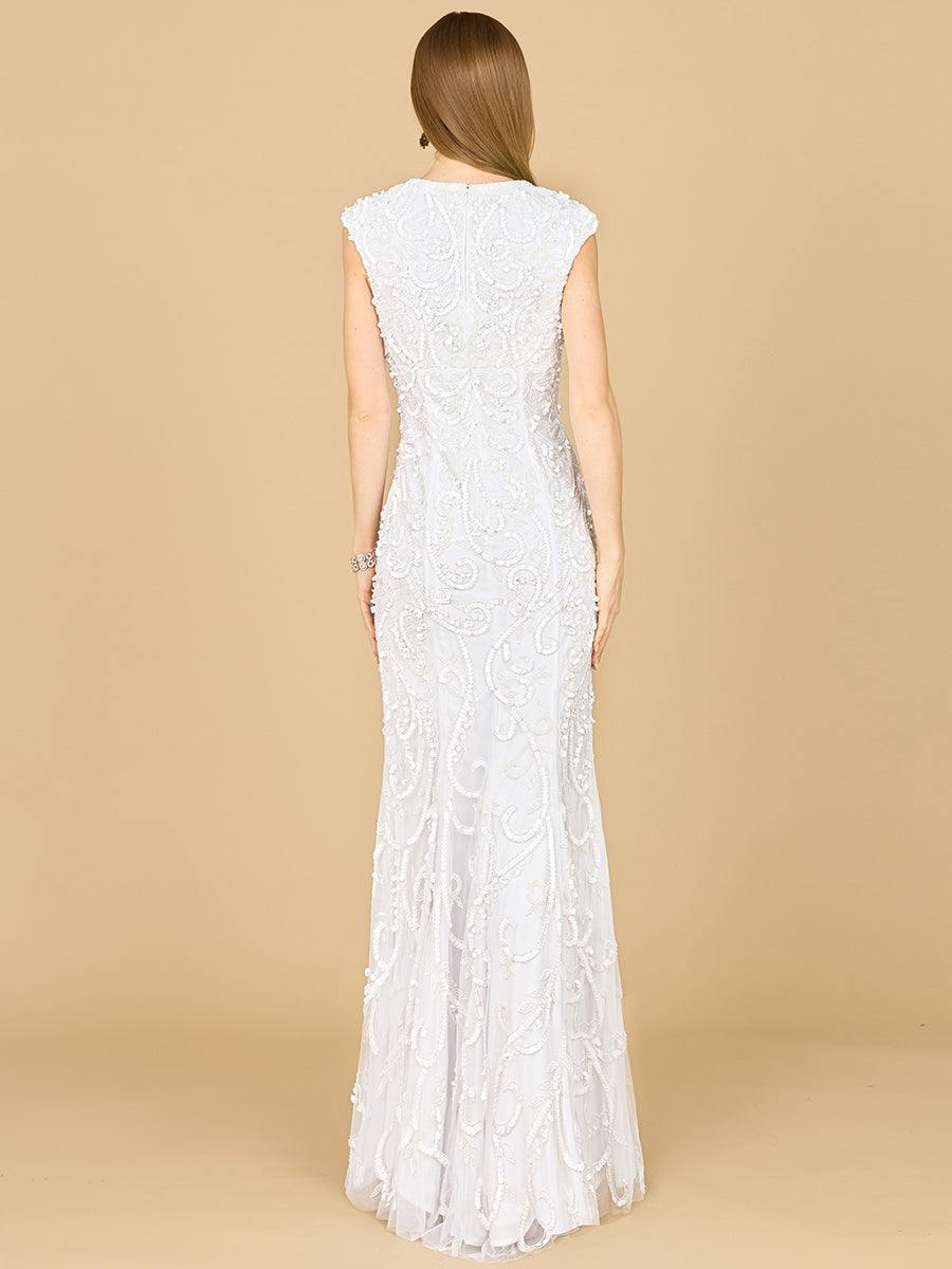 Beaded Cap Sleeve Wedding Dress