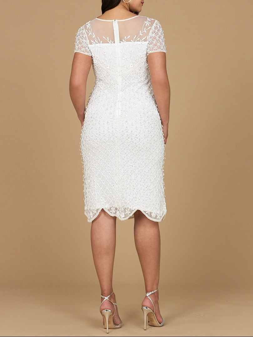 Beaded Midi Dress with Cap Sleeves - OUTLET