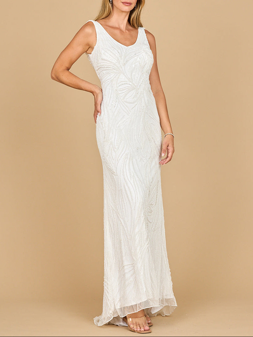 Beaded Draped Cowl Back Wedding Gown | 51200