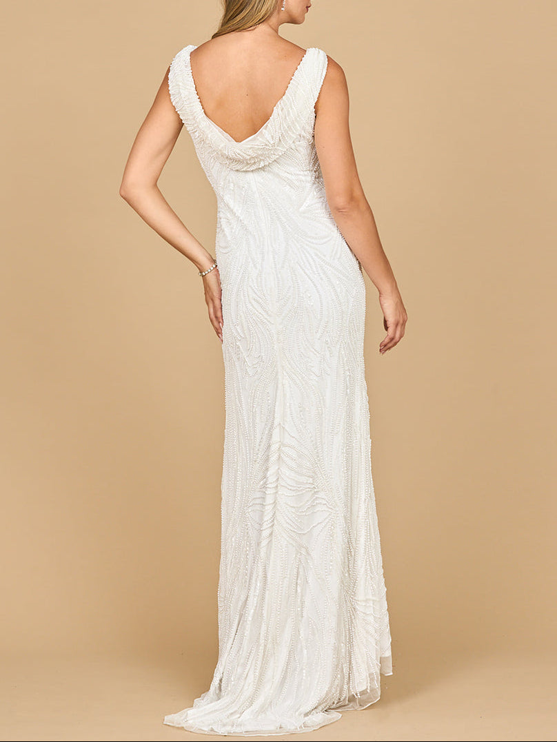 Beaded Draped Cowl Back Wedding Gown | 51200