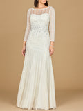 Lara Beaded High Neck Wedding Gown | 51210