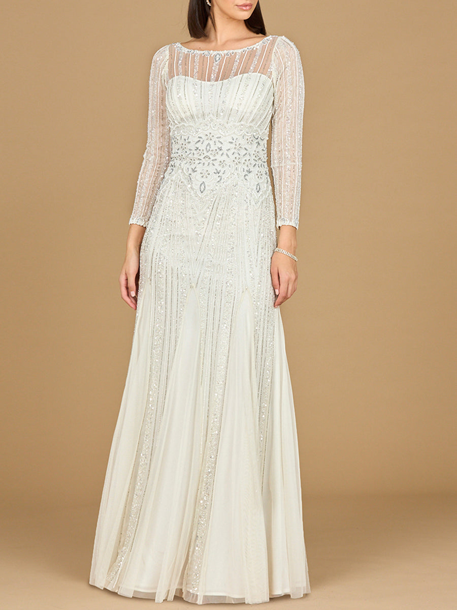 Lara Beaded High Neck Wedding Gown | 51210