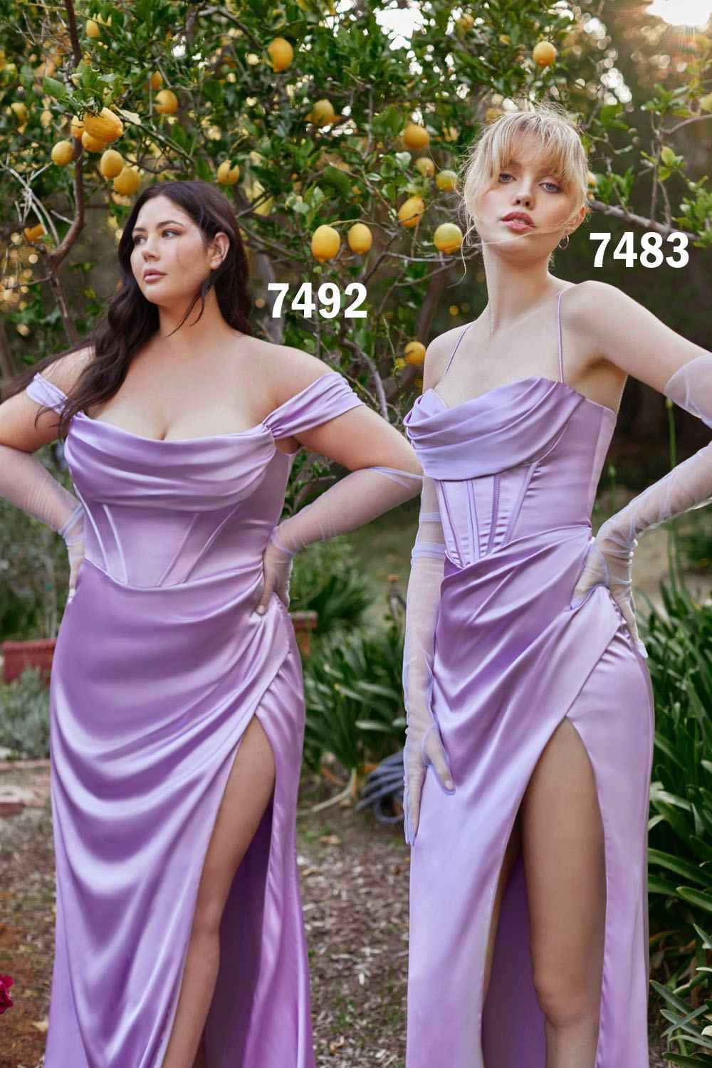 CLEARANCE - Cinderella Divine 7492 Off the Shoulder Sage Green Satin Gown (Size 8)