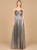 High Slit Metallic Jersey Dress