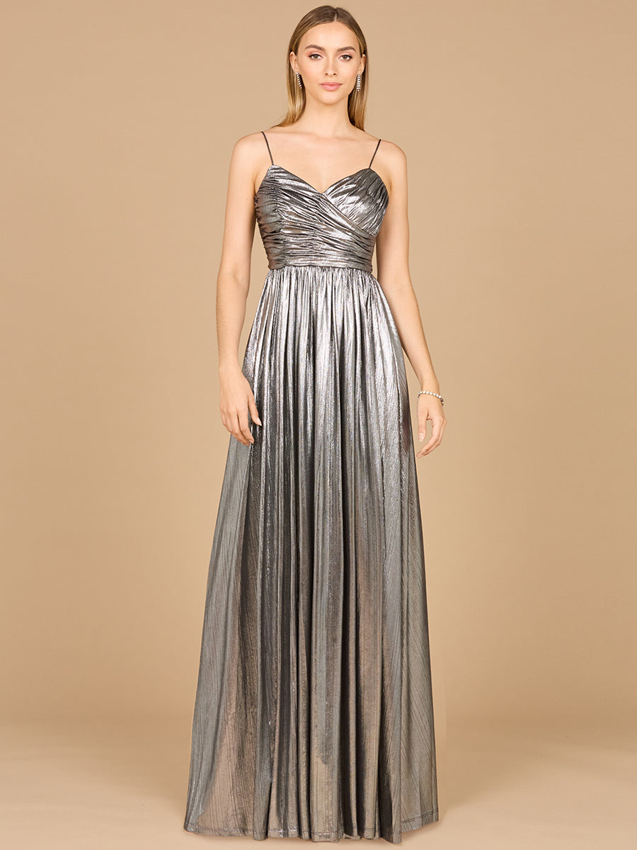 High Slit Metallic Jersey Dress