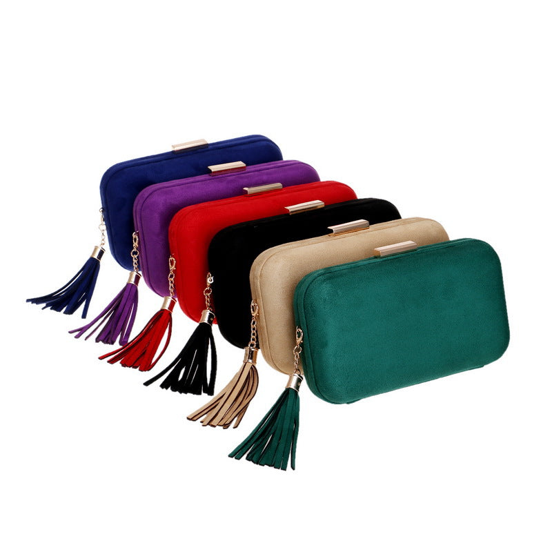 Women's Leather Veet Dinner Luxury Banquet Tassel Evening Bags