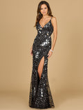 Mirror Beaded Gown With High Slit - OUTLET