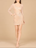 Long Sleeve V-Neck Cocktail Dress