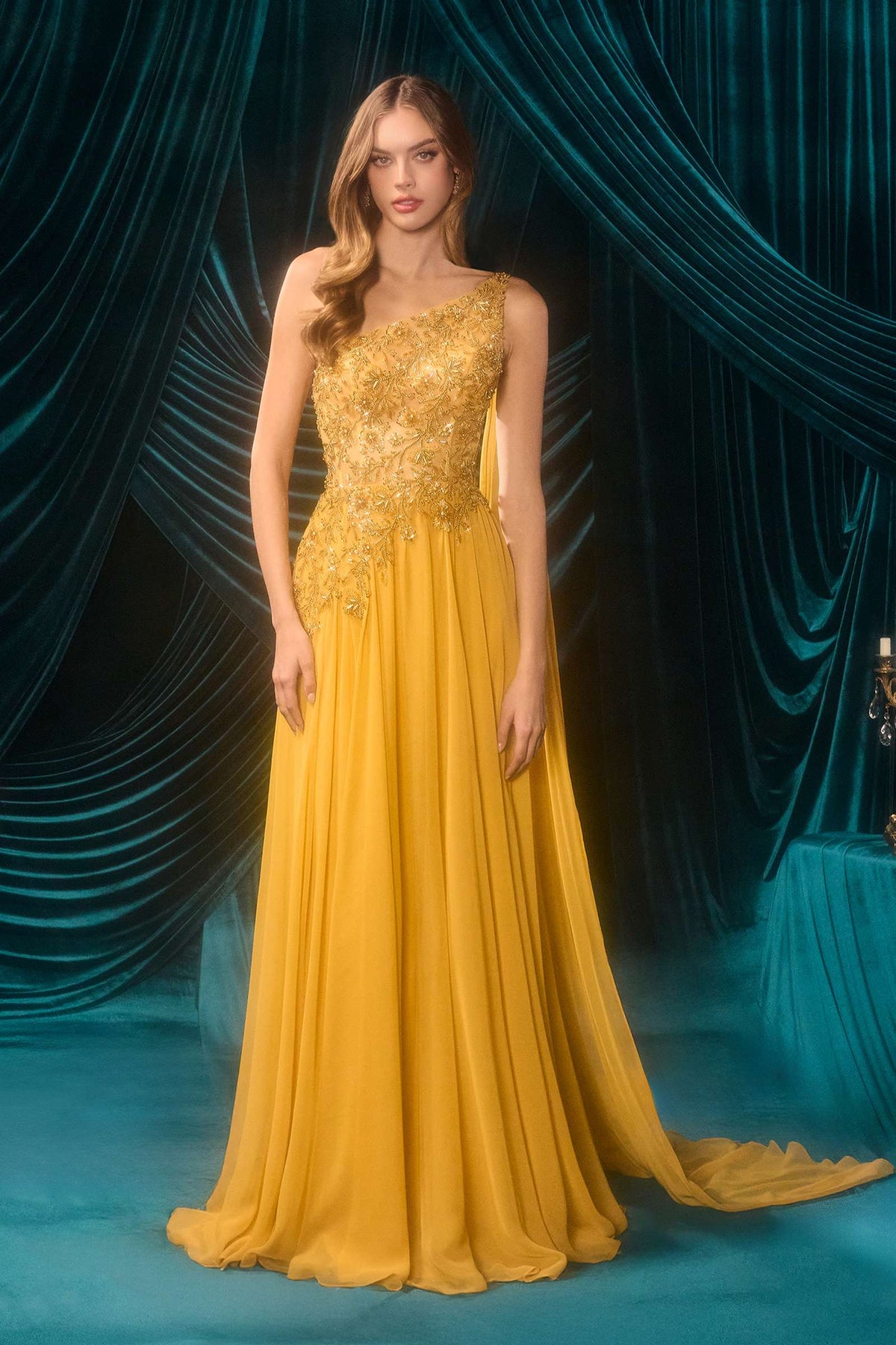 Andrea & Leo A1495 One Shoulder Chiffon A-Line Formal Dress
