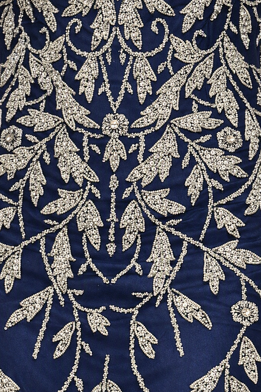 Long Sleeve Contrast Beaded Gown | Lara 28870