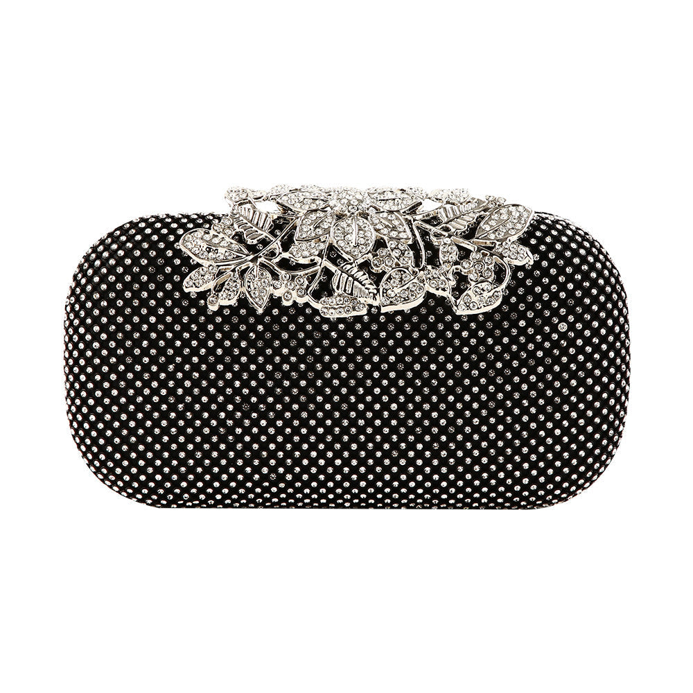 Quality Dinner Handmade Rhinestone Flower Leaf Evening Bags