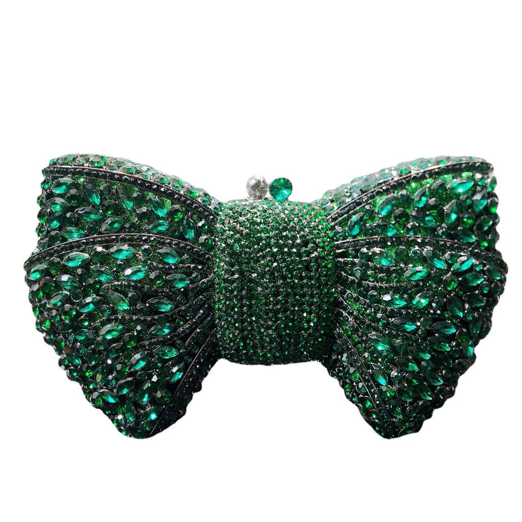 Women's Banquet Dress With Diamond Bow Holding Evening Bags