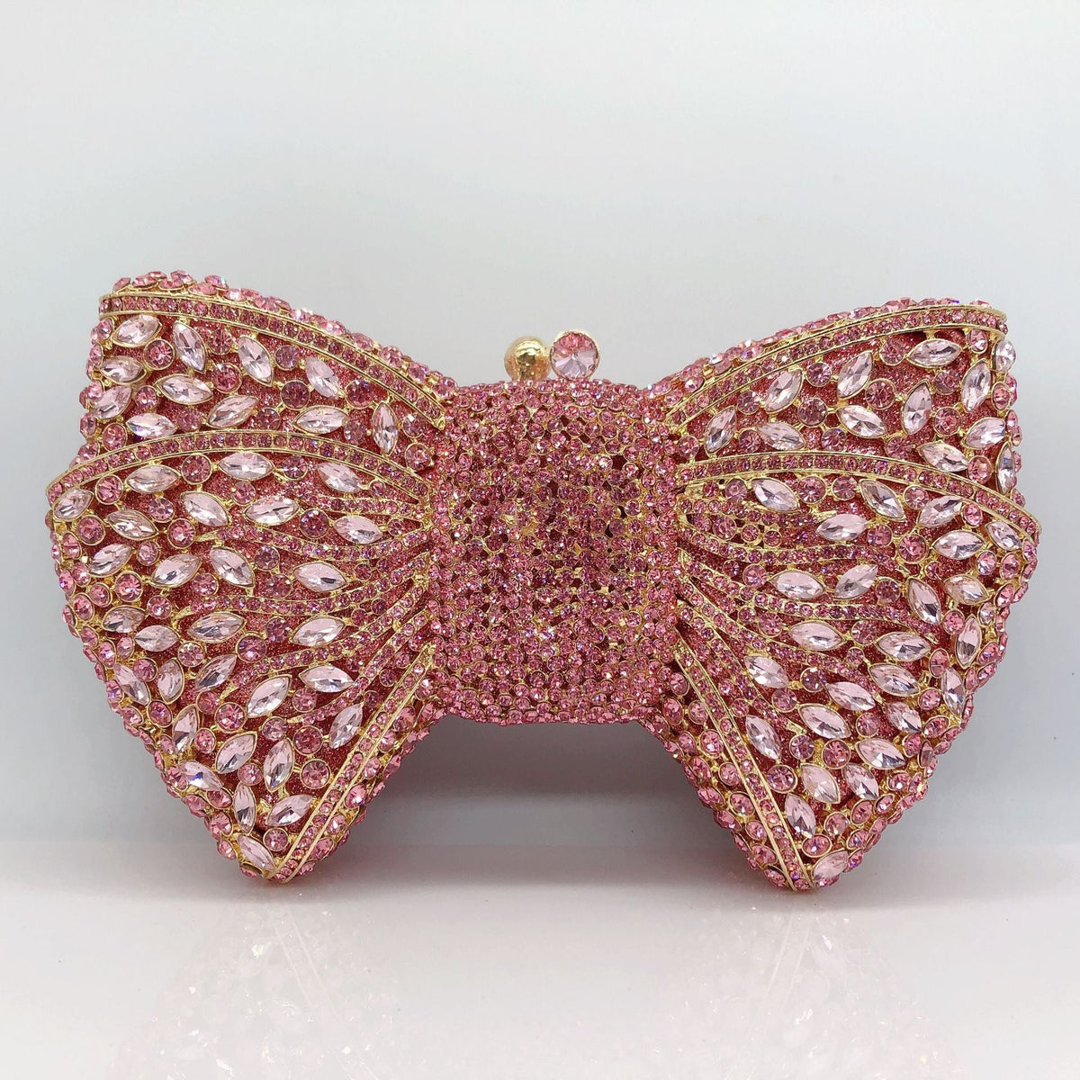 Women's Banquet Dress With Diamond Bow Holding Evening Bags