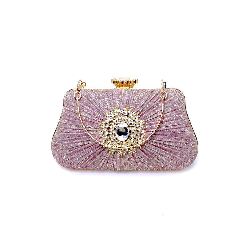 Women's Fashion Dinner Pleated Diamond Rhinestone Banquet Wedding Evening Bags