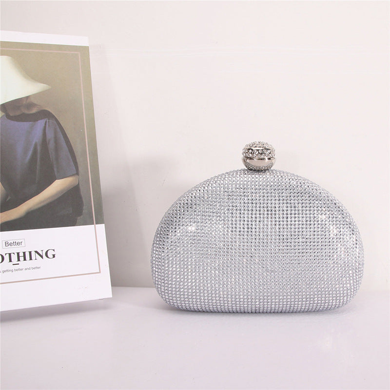 Light Luxury Double-sided Rhinestone Semicircle Clutch Party Wedding Banquet Evening Bags