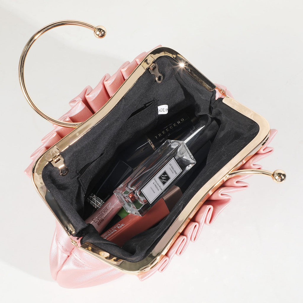 Refined Rhinestone Dinner Pleated Hollow Design Evening Bags