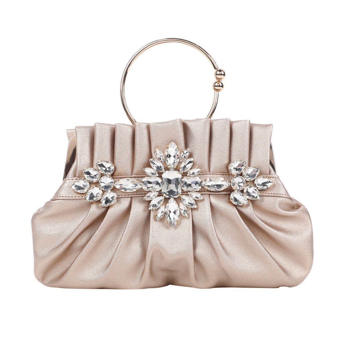 Refined Rhinestone Dinner Pleated Hollow Design Evening Bags