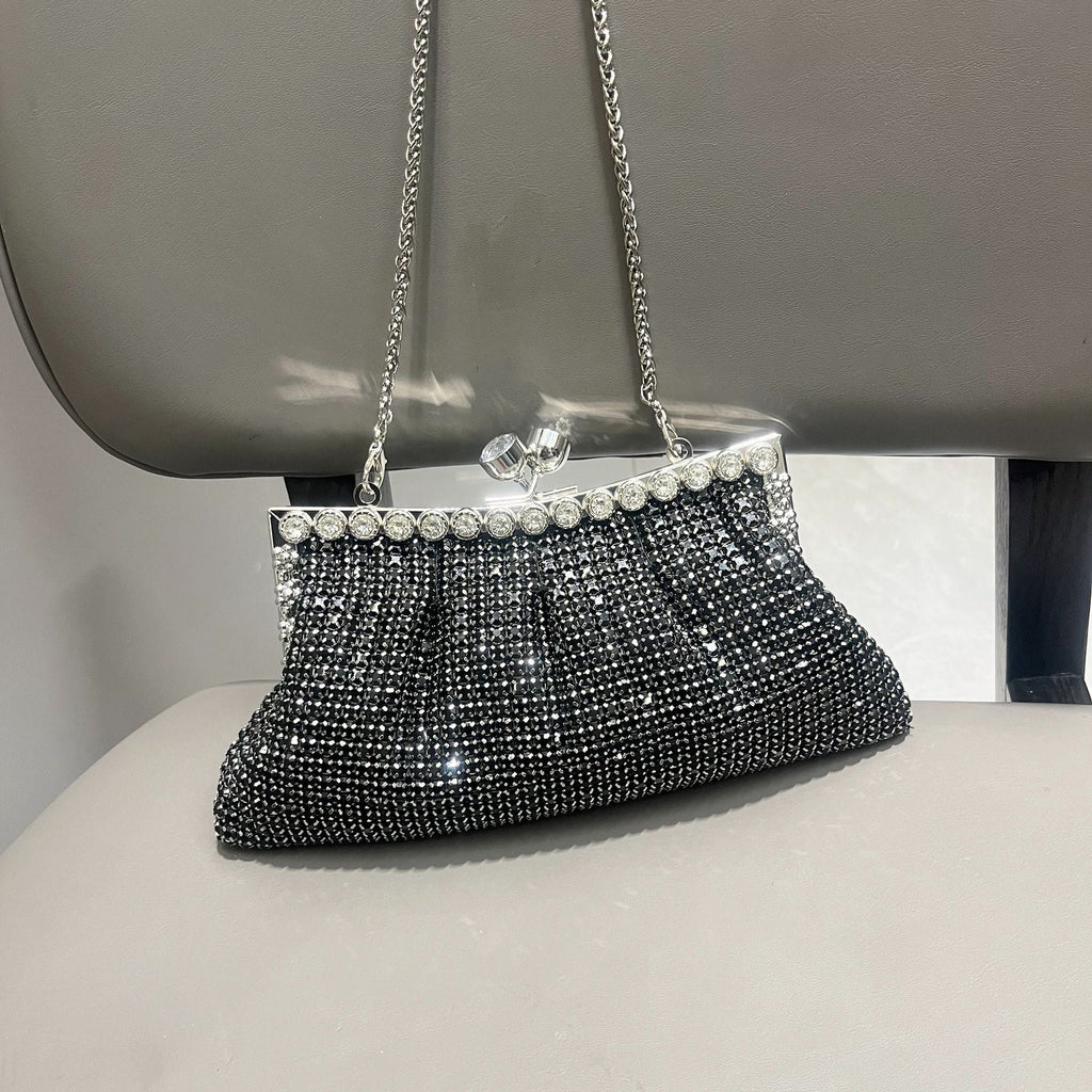 Women's Shiny Rhinestone Handmade Clutch Chain Clip Evening Bags