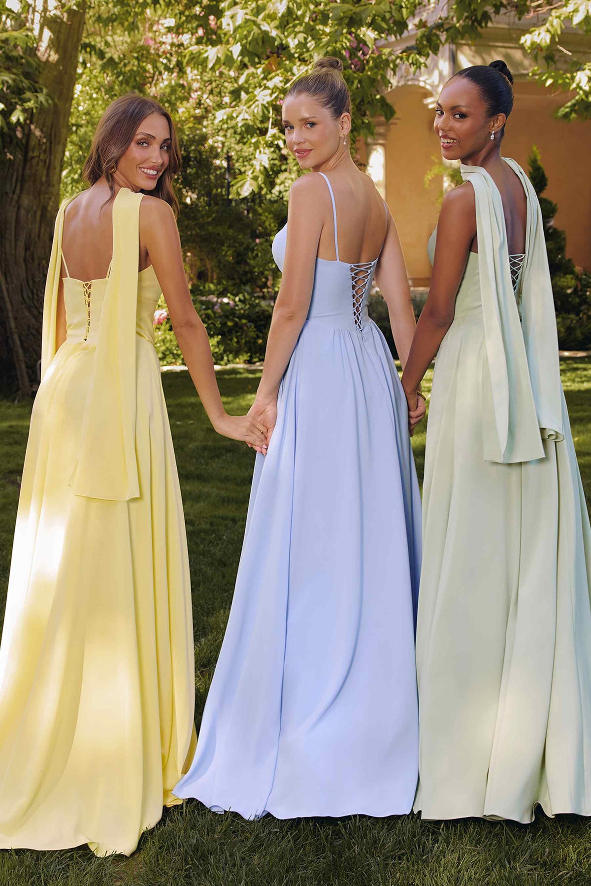Amoris T711 Long Spaghetti Strap A-Line Chiffon Dress