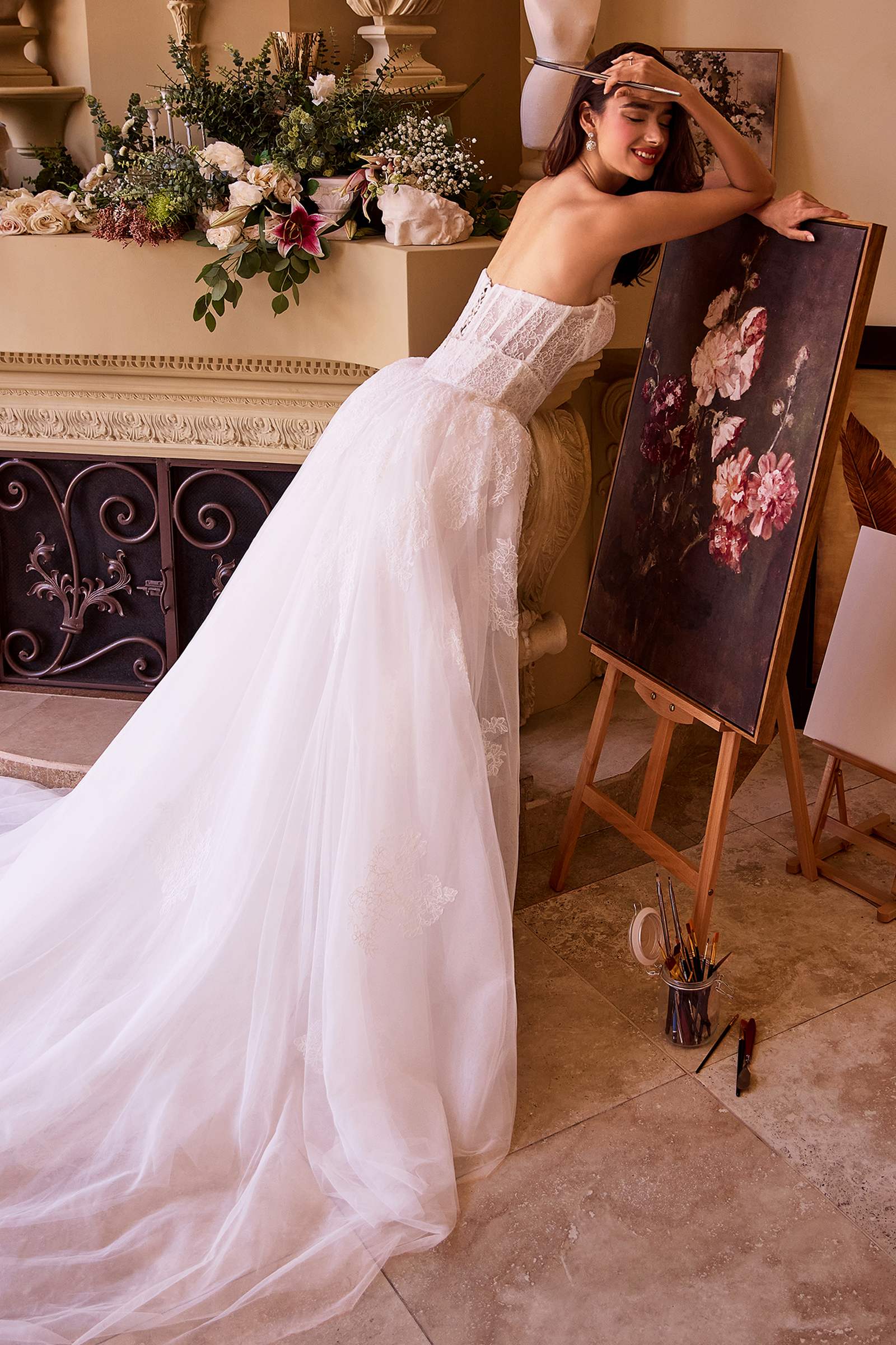 Andrea & Leo WL044 Dress Fitted Lace Wedding Dress & Removable Overskirt