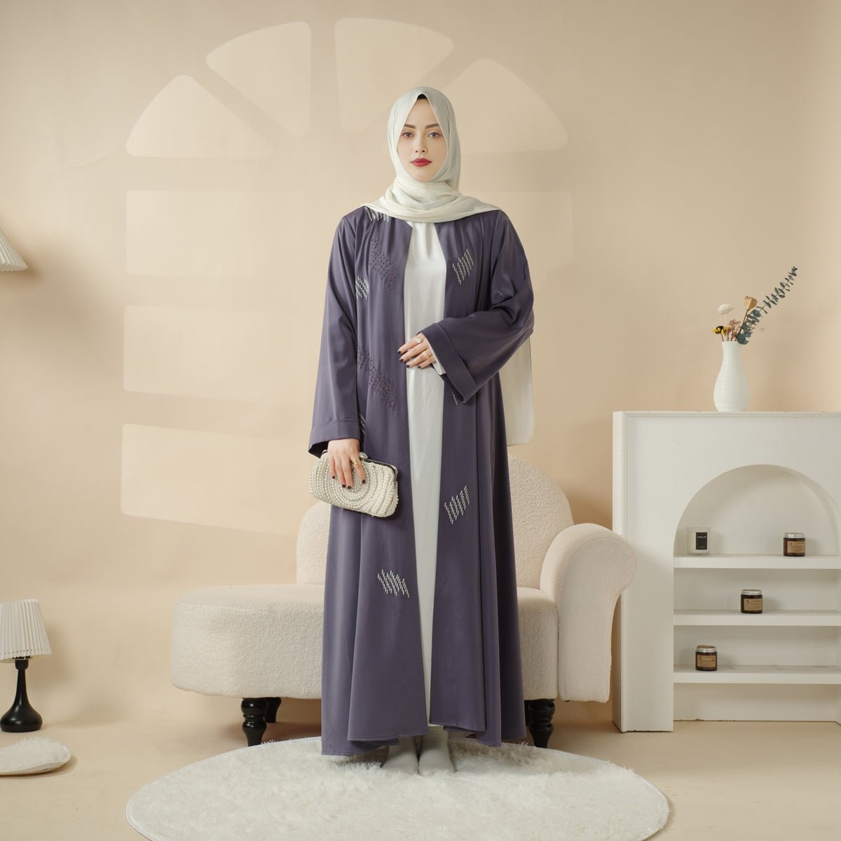 Archive Piece 3D Embroidery Abaya With Geometric Beads - MP004 (Size M Only)